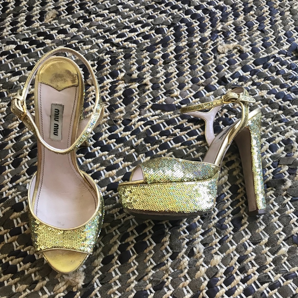 Miu Miu Sequin Platforms Size 38 Sparkle!!! - image 3